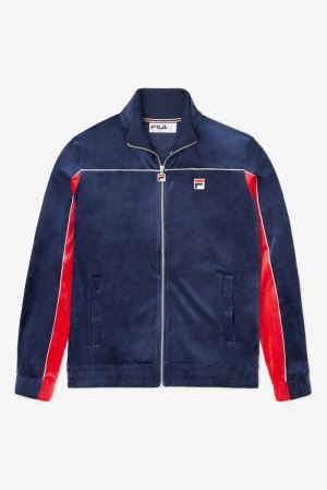 FILA Cisco Velour Jackets Navy / Red / White,Mens Clothing | CA.SZLCQJ731